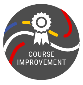 Course Improvement Grant logo showing a white ribbon icon surrounded by curved colored lines.