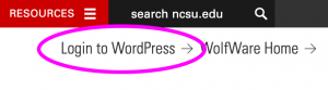 screenshot of login to WordPress link