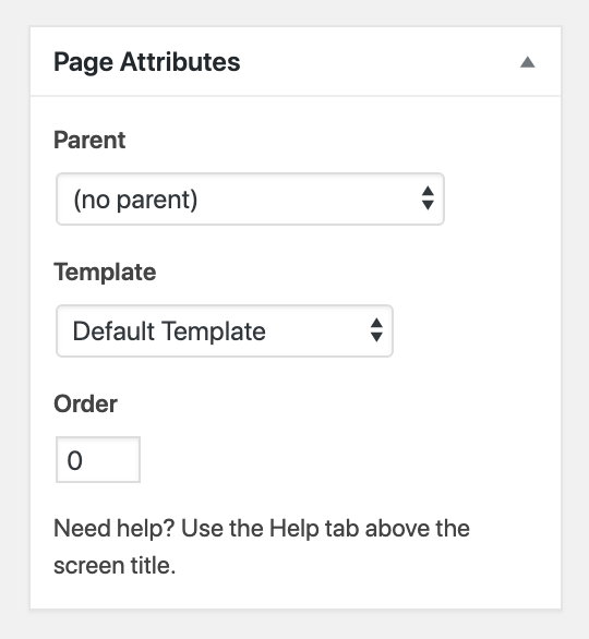 Page Attributes settings box
